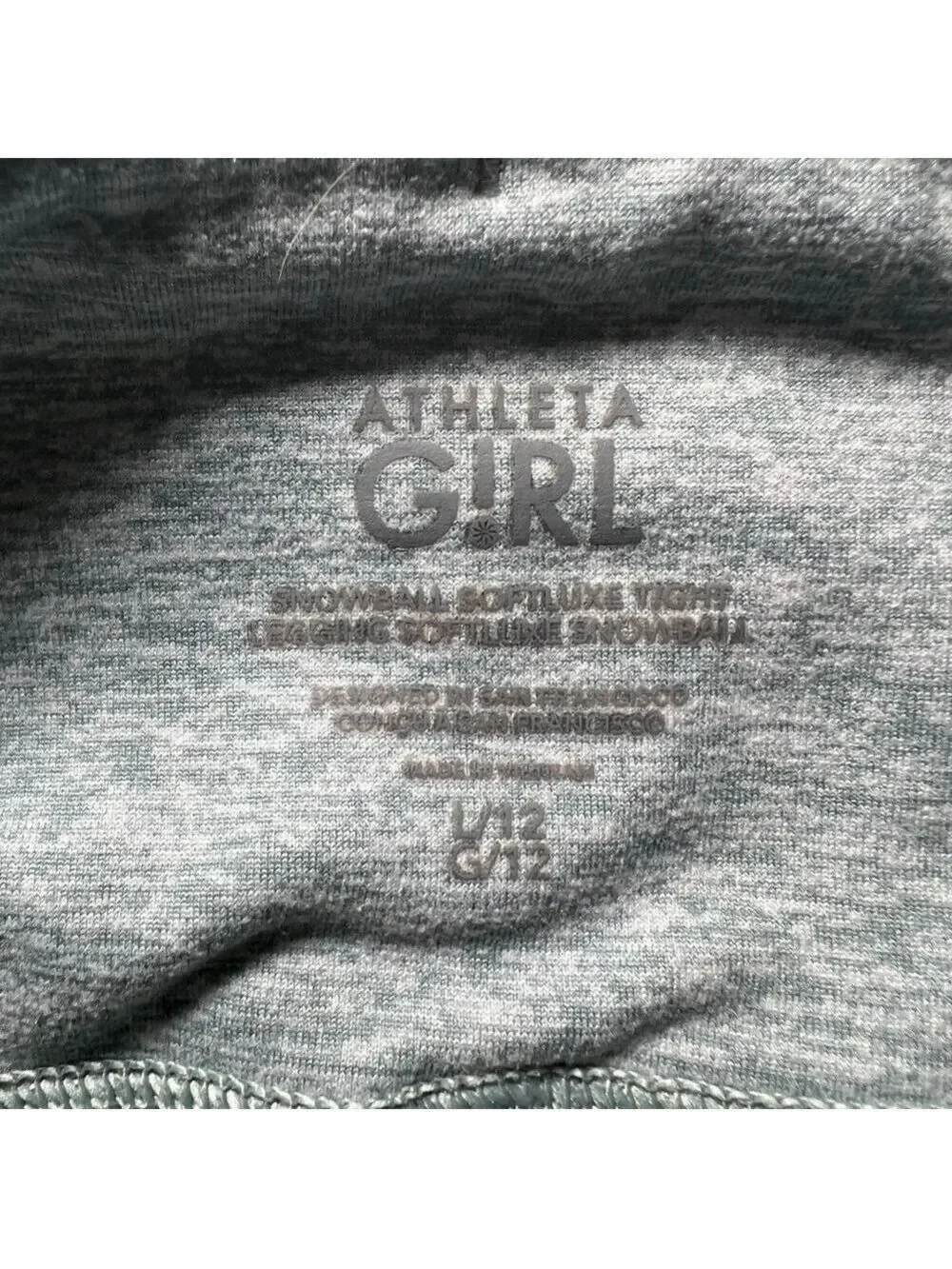 Athleta Girl’s Snowball Softluxe Tight Minimalistic Grey Size Large